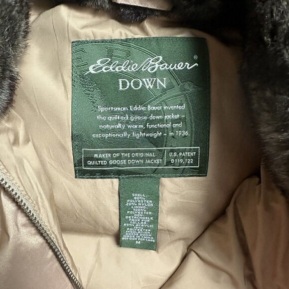 Eddie Bauer Down Vest Size M  Goose Down Zip Puffer Vest Gold - Picture 4 of 7